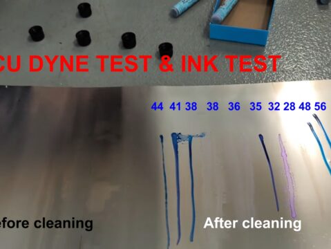 Test povrchového napětí pásu - Dyne test