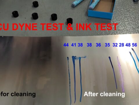 Ink test of the surface tension of the strip - Dyne test